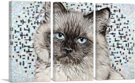 Balinese Cat Breed White-3-Panels-90x60x1.5 Thick