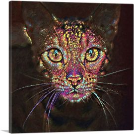 Bengal Cat Breed Glittering Face-1-Panel-18x18x1.5 Thick