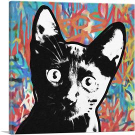 Bombay Cat Breed Graffiti-1-Panel-18x18x1.5 Thick
