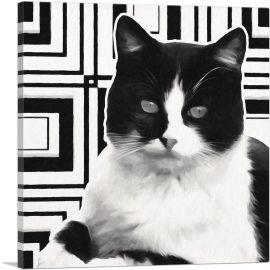 Aegean Cat Breed Black and White-1-Panel-12x12x1.5 Thick