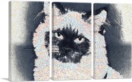 Himalayan Cat Breed Dots-3-Panels-90x60x1.5 Thick