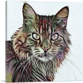 Maine Coon Cat Breed White-1-Panel-18x18x1.5 Thick