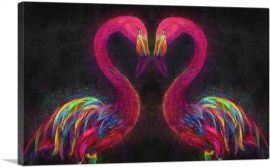 Two Pink Flamingos Birds Love Lovers Heart