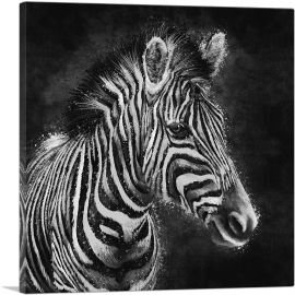 Zebra Black White Stripes Africa-1-Panel-18x18x1.5 Thick
