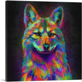 Coyote Colorful Animal-1-Panel-36x36x1.5 Thick
