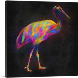 Crane Colorful Animal Bird-1-Panel-18x18x1.5 Thick