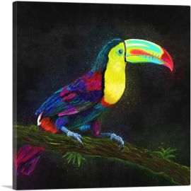 Keel Billed Toucan Latin American Belize Bird on Branch-1-Panel-18x18x1.5 Thick