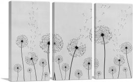 Dandelion Gray Black Rectangle-3-Panels-90x60x1.5 Thick