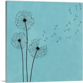 Dandelion Gray Teal Blue Square-1-Panel-36x36x1.5 Thick