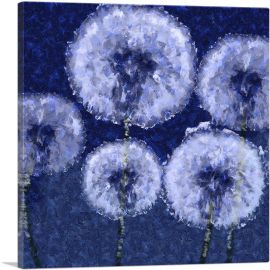 Dandelion Navy Blue Square-1-Panel-18x18x1.5 Thick