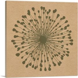 Dandelion Olive Beige Brown Square-1-Panel-26x26x.75 Thick