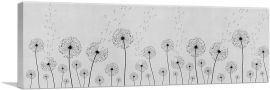 Dandelions Gray Black Panoramic-1-Panel-36x12x1.5 Thick