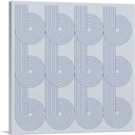 Art Deco Blue Line Shapes on Baby Blue-1-Panel-26x26x.75 Thick