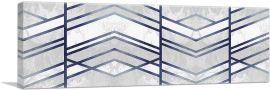 Art Deco Blue Lines on White Gray Panoramic-1-Panel-36x12x1.5 Thick