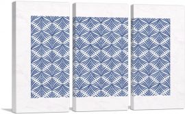 Art Deco Blue Organic Shapes on White-3-Panels-90x60x1.5 Thick