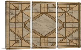 Art Deco Brown Tan Geometric Design-3-Panels-60x40x1.5 Thick
