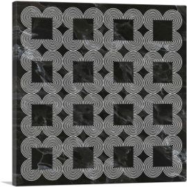 Art Deco Circles Squares on Black-1-Panel-26x26x.75 Thick