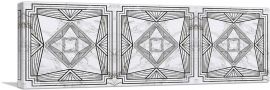 Art Deco Black Geometric Lines on White Panoramic