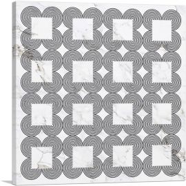 Art Deco Circles Squares on White-1-Panel-36x36x1.5 Thick