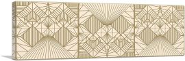 Art Deco Geometric Beige Lines Squares Panoramic-1-Panel-48x16x1.5 Thick