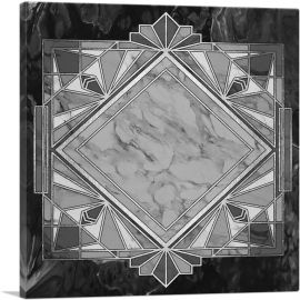 Art Deco Geometric Design on Black-1-Panel-36x36x1.5 Thick