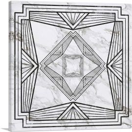 Art Deco Black Geometric Lines on White-1-Panel-36x36x1.5 Thick