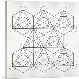Art Deco Geometric Design on White-1-Panel-18x18x1.5 Thick