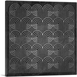 Art Deco Geometric Gray Black Design-1-Panel-36x36x1.5 Thick