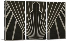 Art Deco Geometric Gray Black-3-Panels-60x40x1.5 Thick