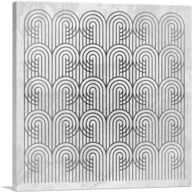 Art Deco Geometric Gray White Design-1-Panel-18x18x1.5 Thick