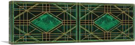 Art Deco Jade-Green Design on Black Panoramic-1-Panel-36x12x1.5 Thick