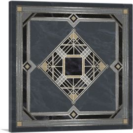 Art Deco Squares Diamonds on Dark Gray-1-Panel-36x36x1.5 Thick