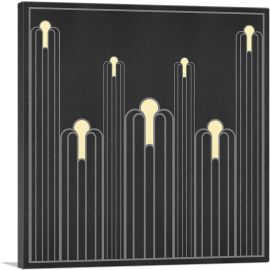 Art Deco Tan Black Gray Design on Square-1-Panel-12x12x1.5 Thick