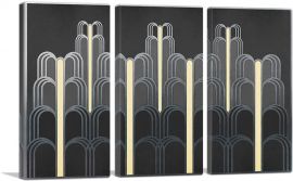 Art Deco Tan Black Gray Design-3-Panels-90x60x1.5 Thick