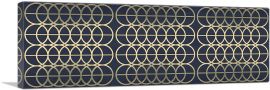 Art Deco Tan Circles on Blue Panoramic-1-Panel-60x20x1.5 Thick