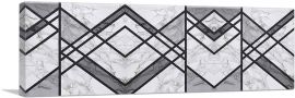 Art Deco Black Lines on White Gray Panoramic-1-Panel-48x16x1.5 Thick