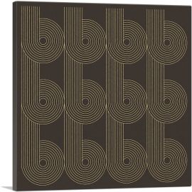 Art Deco Yellow Line Shapes on Brown.-1-Panel-12x12x1.5 Thick