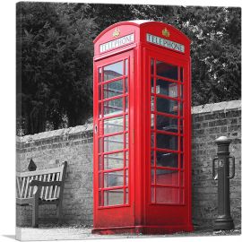 Red London England Telephone Kiosk Booth-1-Panel-12x12x1.5 Thick