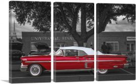 Red Vintage Car-3-Panels-90x60x1.5 Thick
