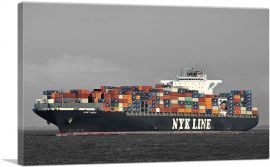 Freight Shipping Container Boat In The Ocean-1-Panel-12x8x.75 Thick