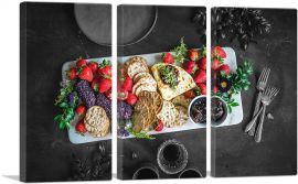 Strawberries Flowers Chamomile Figs Cookies Tray-3-Panels-60x40x1.5 Thick