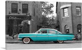 Teal Vintage American Car-1-Panel-18x12x1.5 Thick