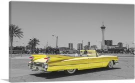 Yellow Vintage American Car-1-Panel-18x12x1.5 Thick