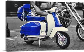 Blue And White Italian Vespa Scooter-1-Panel-18x12x1.5 Thick