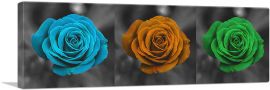 Blue Orange Green Rose Flower-1-Panel-48x16x1.5 Thick