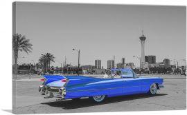 Blue Vintage American Car-1-Panel-18x12x1.5 Thick