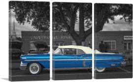 Blue Vintage Car-3-Panels-90x60x1.5 Thick