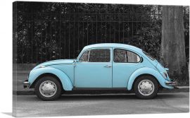 Blue Volkswagen Beetle Bug Vintage Car-1-Panel-60x40x1.5 Thick