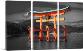 Chinese Shrine In The Water-3-Panels-60x40x1.5 Thick