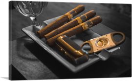 Printed Photograph of Cigars Cutter Lighter In Bar-1-Panel-40x26x1.5 Thick
